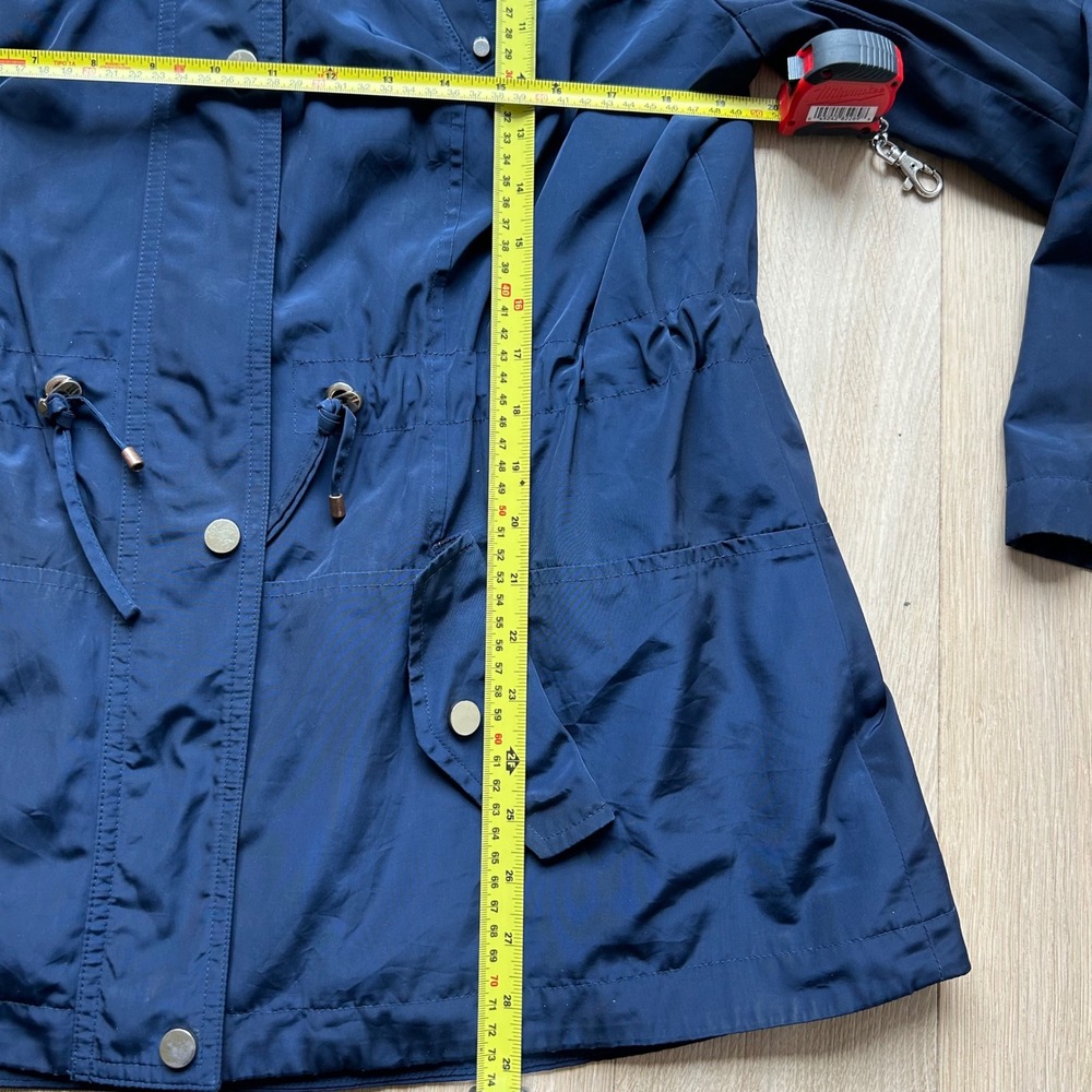 Charter Club Rain Jacket 0X Navy Blue Water Resistant Detachable Hood Classic - Picture 8 of 13